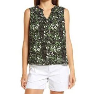 Small Caslon camo pattern a-line sleeveless blouse